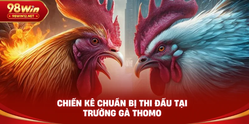 Chiến kê chuẩn bị thi đấu tại trường gà Thomo